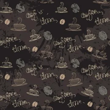 Coffe time.Seamless pattern Stock Illustration