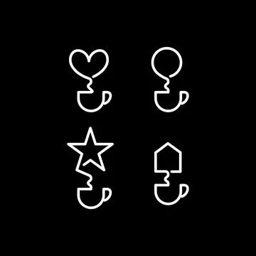 Coffed mug icon set line logo design vector Stock Illustration