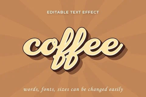 Coffee 3d editable text effect Illustrazione stock
