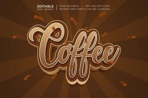 Coffee 3D Editable Text Effect Vector Design Stock Illustration