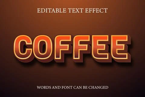 Coffee 3d gradient style text effect Illustrazione stock