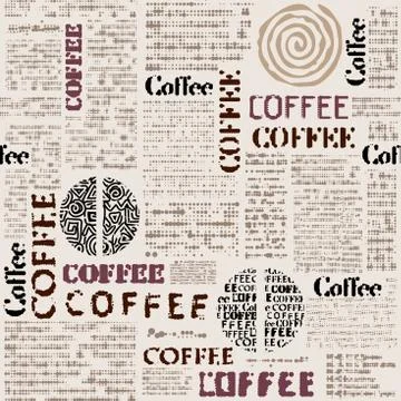 Coffee. Abstract coffee pattern. Seamless image Vector image. Stock Illustration