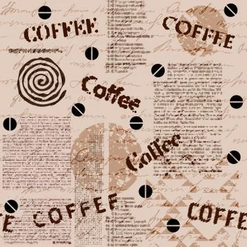 Coffee. Abstract coffee pattern. Seamless image Vector image. Illustrazione stock