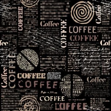 Coffee. Abstract coffee pattern. Seamless image Vector image. Stock Illustration