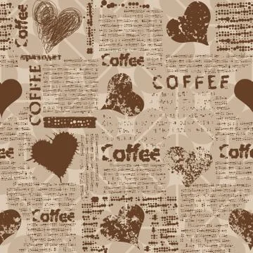 Coffee. Abstract coffee pattern. Seamless image Vector image. Stock Illustration