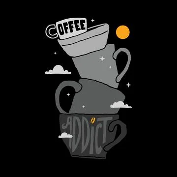 Coffee addict graphic illustration vector art t-shirt design Illustrazione stock