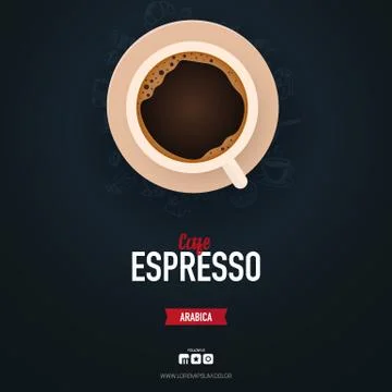 Coffee ads with cup and hand draw doodle background. Stock Illustration
