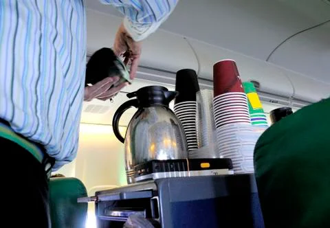 Coffee in the airplane Stock Photos