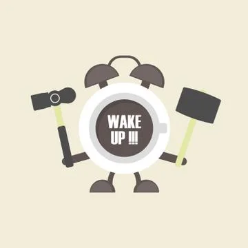 Coffee alarm clock Illustrazione stock