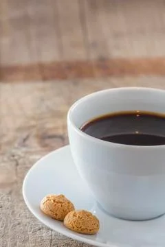 Coffee with amarettini Stock Photos