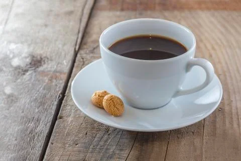 Coffee with amarettini Stock Photos