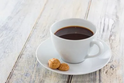 Coffee with amarettini Stock Photos