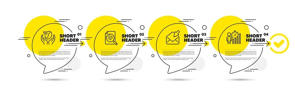 Coffee, Analytics chart and Open mail icons set. Business statistics sign 스톡 일러스트