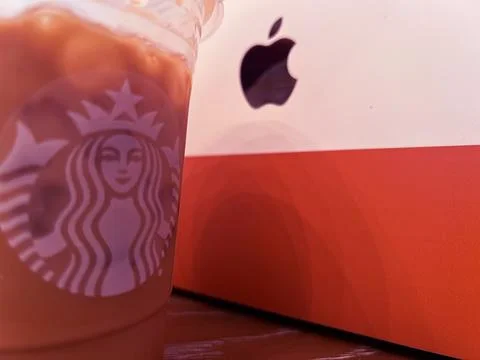 Coffee and apple Stock Photos
