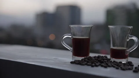 Coffee and beans on ledge Stock-Footage 157419157