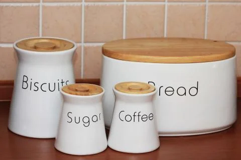 Coffee and biscuits and bread Stock Photos