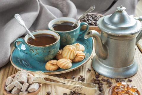 Coffee and biscuits Stock Photos