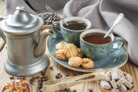 Coffee and biscuits Stock Photos