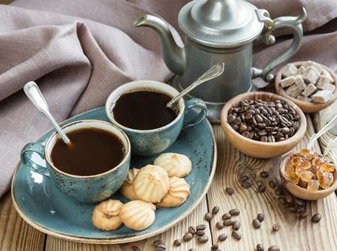 Coffee and biscuits Stock-Fotos
