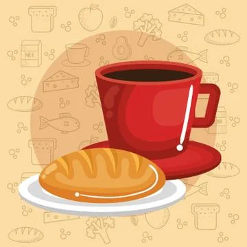 Coffee and bread design 库存插图