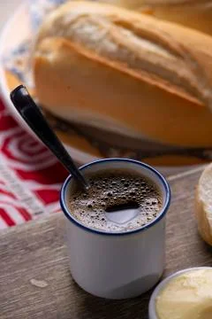 Coffee and bread Stock Photos