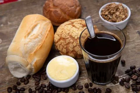 Coffee and bread Stock Photos