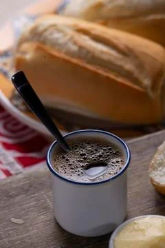 Coffee and bread Stock Photos