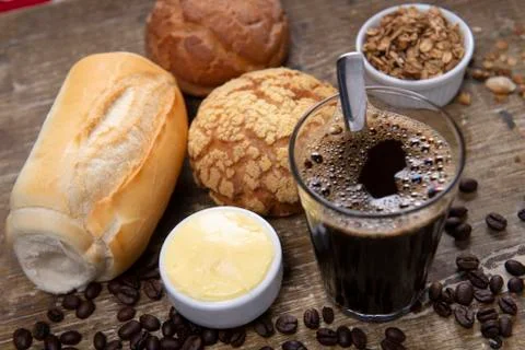 Coffee and bread Stock-Fotos