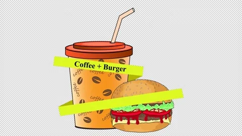 Coffee and burger on a blank background. Stock Footage 148918190