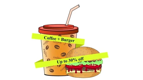 Coffee and burger on a white background. Stock Footage 148918110