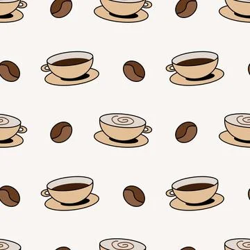 Coffee and cappuccino, seamless pattern, vector. イラスト素材