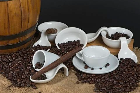 Coffee and cigar Stock Photos