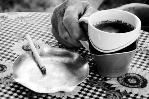 Coffee and cigarette Stock Photos