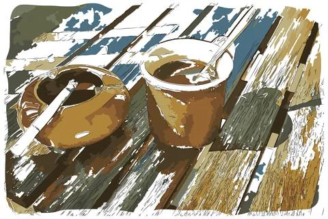 Coffee and cigarettes Stock Illustration