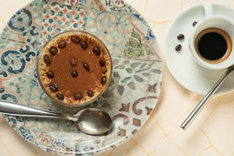 Coffee and Cocoa Dessert Elegance.. Stock Photos