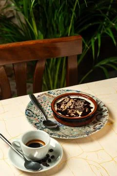 Coffee and Cocoa Dessert Elegance.. Stock Photos