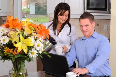Coffee and computer Stock Photos