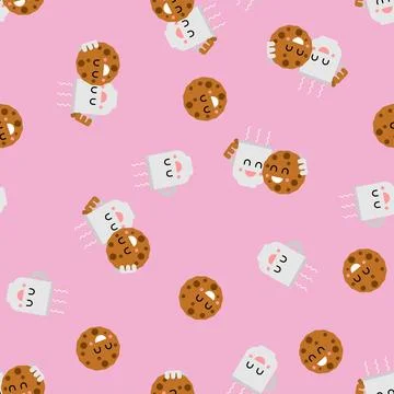 Coffee and cookies couple pattern seamless. Baby fabric texture Illustrazione stock