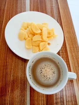 Coffee and crackers on the table Foto stock