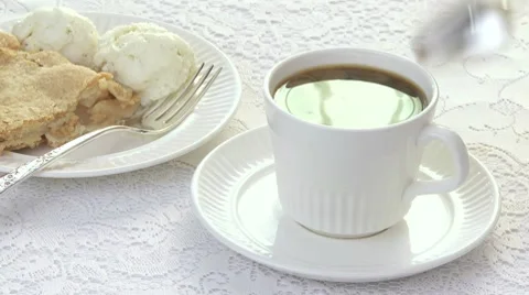 Coffee and Cream with Apple Pie 01 Stock Footage 10749191