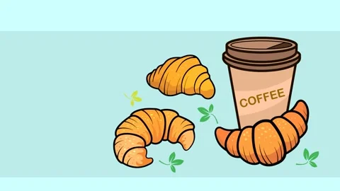 Coffee and croissant Stock Footage 153801875