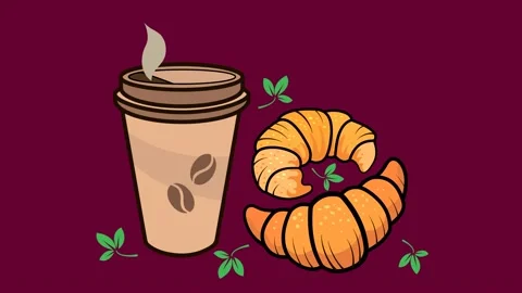 Coffee and croissant3 Stock Footage 153801880