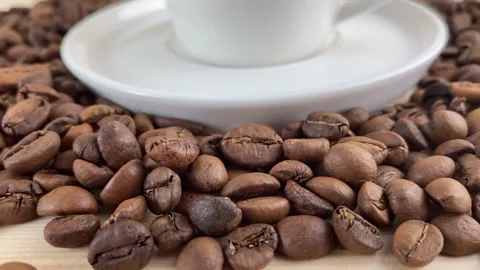 Coffee and a cup with a saucer. Stock Footage 237446881