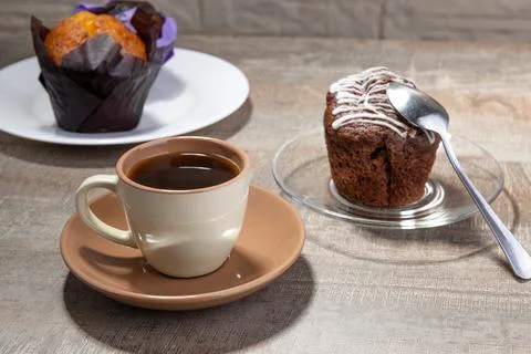 Coffee and cupcakes for breakfast Stock Photos