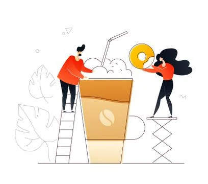 Coffee and dessert - flat design style colorful illustration Stock Illustration