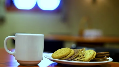 Coffee and different types of cookies. Stock Footage 286135042