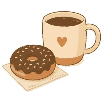 Coffee and Donut Illustration Stock Illustration