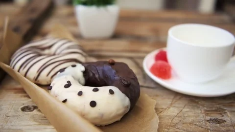 Coffee and donuts Stock Footage 85168563