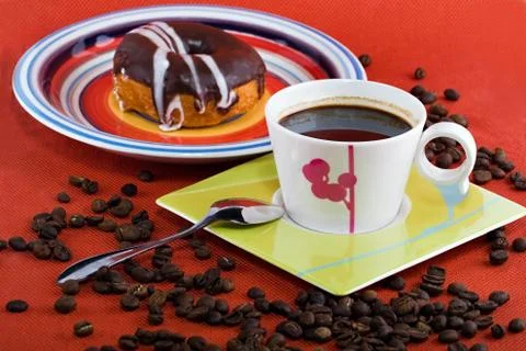 Coffee and donuts Stock Photos