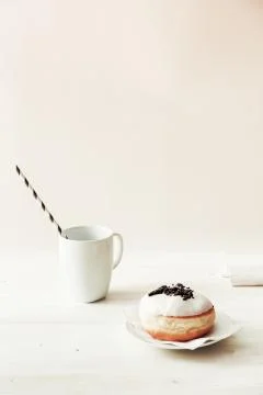 Coffee and donuts. 스톡 사진